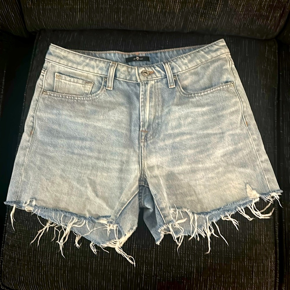 7 For All Mankind Monroe Long Denim Shorts Vintage Cut Hem